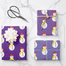 Hoja De Papel De Regalo Nieve y nieve en morado