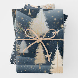 Hoja De Papel De Regalo Night Forest Winter Village