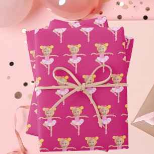 Hoja De Papel De Regalo Niña Bailarina Rubia Adorable Foto Personalizada p