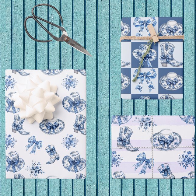 Hoja De Papel De Regalo Niña blanca azul Toile Chinoiserie Farmhouse (Subido por el creador)