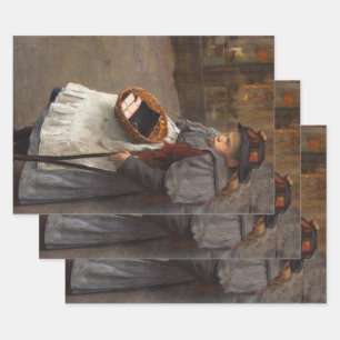 Hoja De Papel De Regalo Niña Cerilla Pobre Golfillo Callejero Pobreza Urba