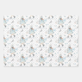 Hoja De Papel De Regalo Niña pequeña Navidad azul