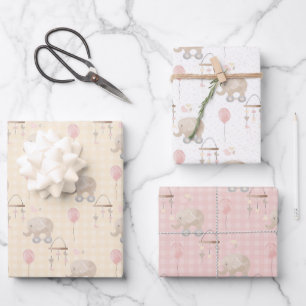 Hoja De Papel De Regalo Niña Rosa Elefante