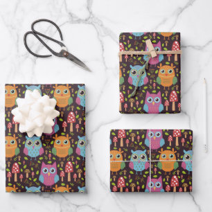 Hoja De Papel De Regalo Niñas de Naranja azul púrpura