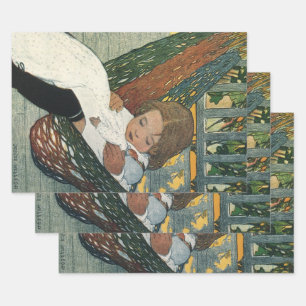 Hoja De Papel De Regalo Niño Antiguo con una Muñeca por Jessie Willcox Smi