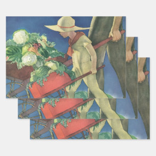 Hoja De Papel De Regalo Niño Antiguo, Jardinería Orgánica; Jardín de la Vi