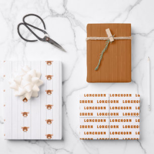 Hoja De Papel De Regalo Niño Longhorn Naranja quemado