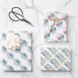 Hoja De Papel De Regalo Niño o Chica con dinosaurios bebés