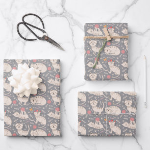 Hoja De Papel De Regalo Niños adoran gatos jugando bolas de yarn durmiendo