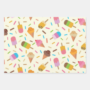 Hoja De Papel De Regalo Niños con helados y paletas