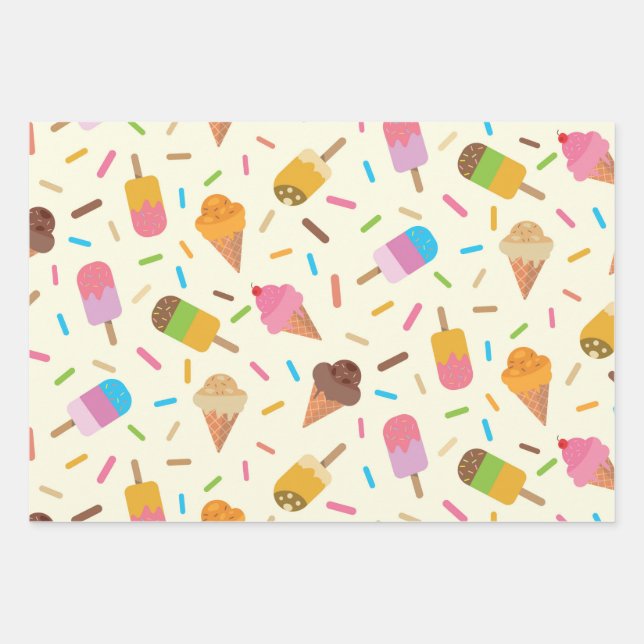 Hoja De Papel De Regalo Niños con helados y paletas (Anverso)