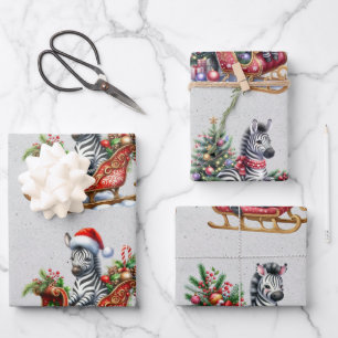Hoja De Papel De Regalo Niños con Navidades de cebra bebé