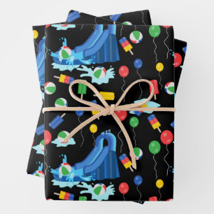 Hoja De Papel De Regalo Niños con tobogán acuático Chica de verano