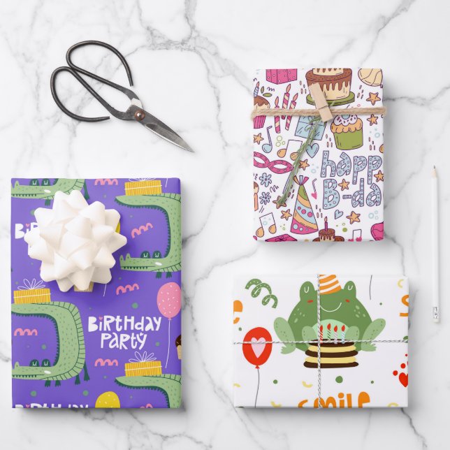 Hoja De Papel De Regalo Niños Feliz Cumpleaños (Anverso)