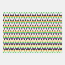 Hoja De Papel De Regalo Niños Halloween Chevron Naranja negro morado verde