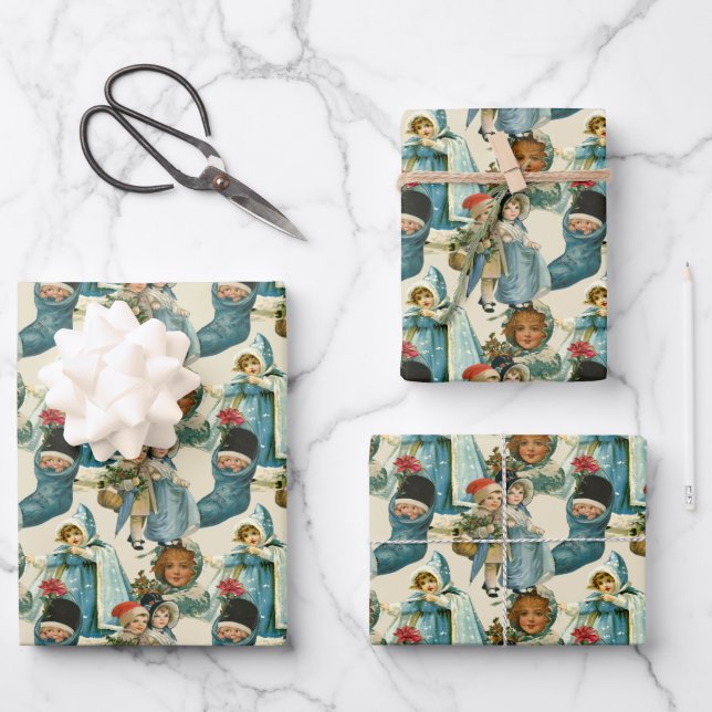 Hoja De Papel De Regalo Niños Navidades de Victoria  (Anverso)