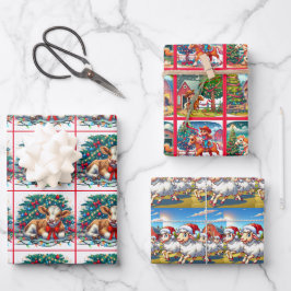 Hoja De Papel De Regalo Niños Navidades del país Caballos de ternera y ove