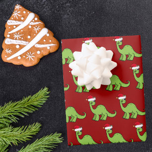 Hoja De Papel De Regalo Niños Navidades pequeños dinosaurios Santa María