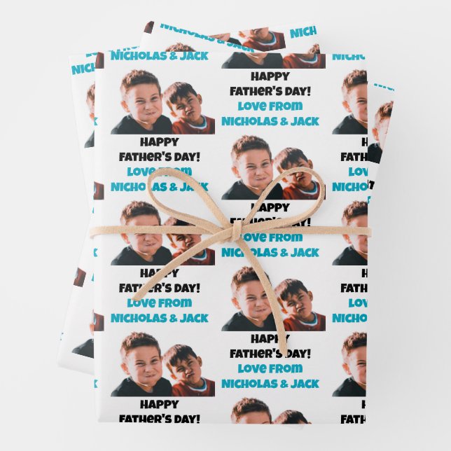 Hoja De Papel De Regalo Niños Personalizados graciosos enfrentan foto feli (In situ)