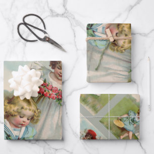 Hoja De Papel De Regalo Niños Victorianos