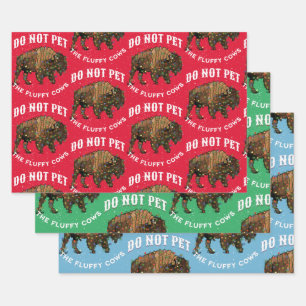 Hoja De Papel De Regalo No acaricies las vacas esponjosas Navidad Yellowst