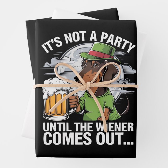 Hoja De Papel De Regalo No es un Fiesta hasta que Dachshund irlandés Beer  (In situ)