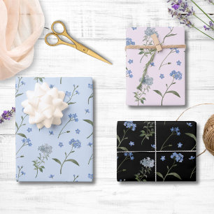 Hoja De Papel De Regalo No me Olvides Flor Azul Acuarela Flor