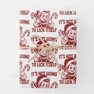 Hoja De Papel De Regalo No Se Va A Lamer A Sí Mismo Navidad Snarky