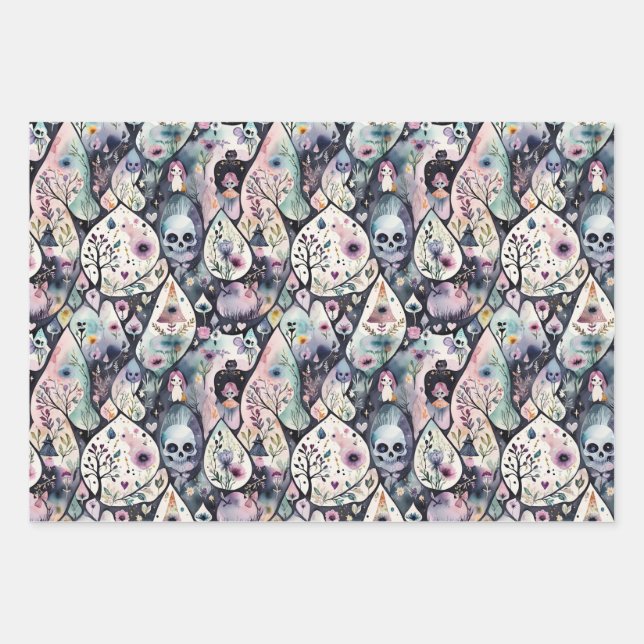 Hoja De Papel De Regalo Noche de Halloween encantada (Anverso)