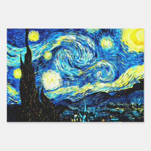 Hoja De Papel De Regalo Noche estrellada, arte de Van Gogh, mundialmente f