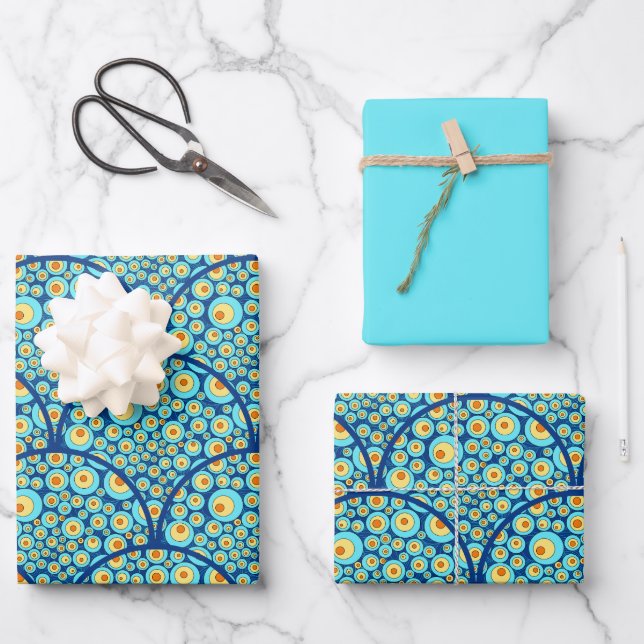 Hoja De Papel De Regalo Noche estrellada en el Doodle Marítimo Art Deco Vi (Anverso)