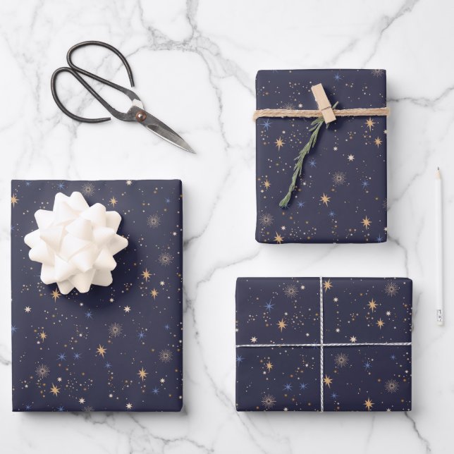 Hoja De Papel De Regalo Noche estrellada para niños estrellas del cielo en (Anverso)