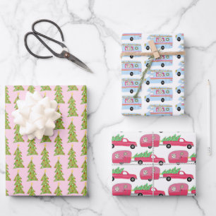 Hoja De Papel De Regalo Noche lindo RV Camper Treilers Holiday Pink