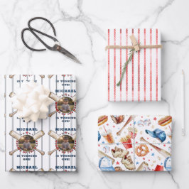 Hoja De Papel De Regalo Nochebuena del año de béisbol