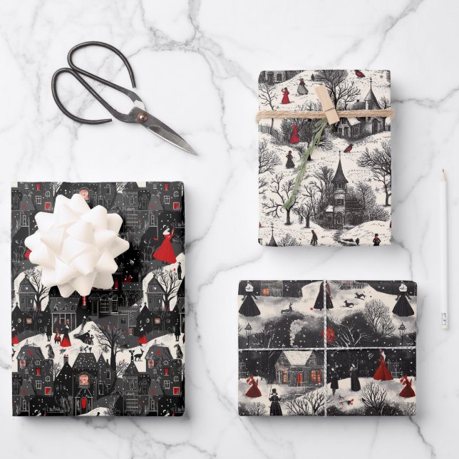 Hoja De Papel De Regalo Noelivio – Künstlerische Weihnachtswelten (Anverso)