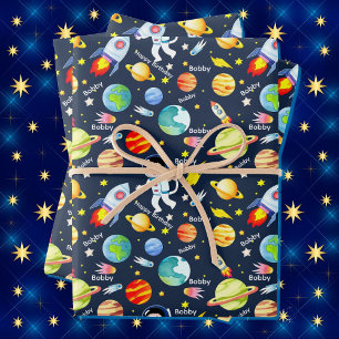 Hoja De Papel De Regalo Nombra personal de astronauta