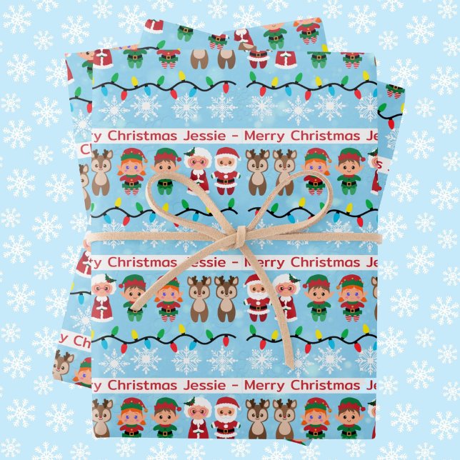Hoja De Papel De Regalo Nombramiento de niños Navidades de Santa Reindeer  (Subido por el creador)
