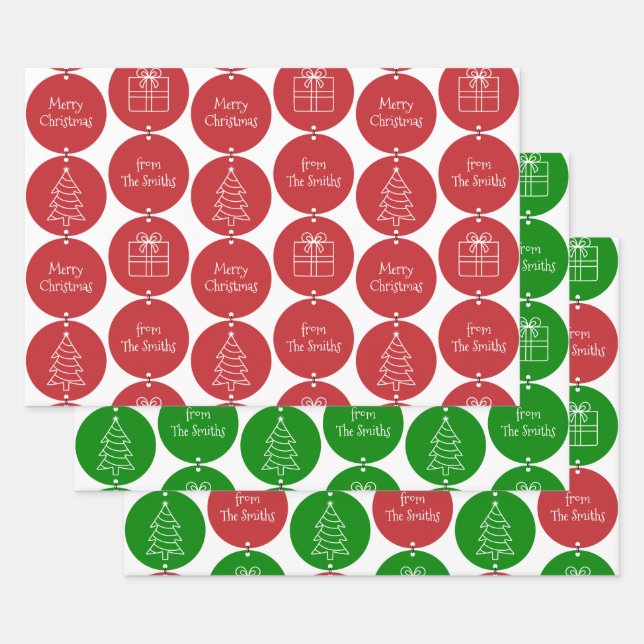 Hoja De Papel De Regalo Nombre de familia de Personalizado de los círculos (Set)