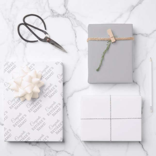 Hoja De Papel De Regalo ¡Nombre de felicitaciones personalizado! Plata en  (Anverso)