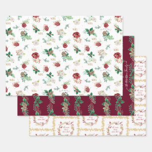 Hoja De Papel De Regalo Nombre de la familia de color rojo verde de los Na