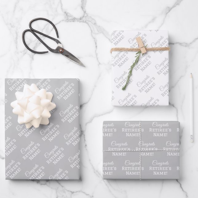 Hoja De Papel De Regalo Nombre de la felicitación personalizada, blanco en (Anverso)