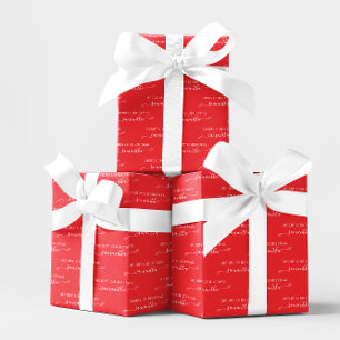 Hoja De Papel De Regalo Nombre de lazo rojo y blanco Merry Christmas Cute