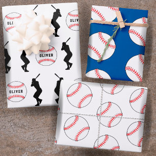 Hoja De Papel De Regalo Nombre de los niños del jugador de deportes Blue B