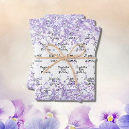 Hoja De Papel De Regalo Nombre de purpurina de lavanda violeta blanca de c
