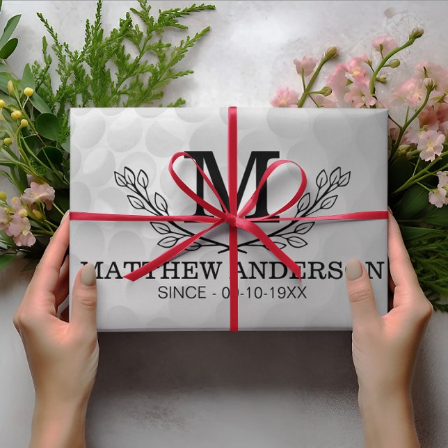 Hoja De Papel De Regalo Nombre del patrón de bola de golf personalizado Mo (Subido por el creador)