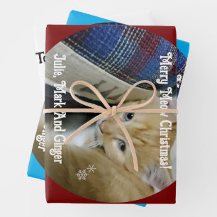 Hoja De Papel De Regalo Nombre del texto de la foto del gatito, Reemplazar