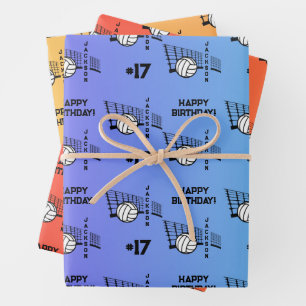 Hoja De Papel De Regalo Nombre Edad o número Deporte Tema Voleibol