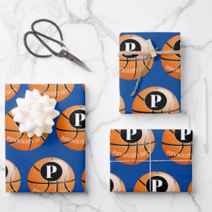 Hoja De Papel De Regalo Nombre monograma del Personalizado de baloncesto