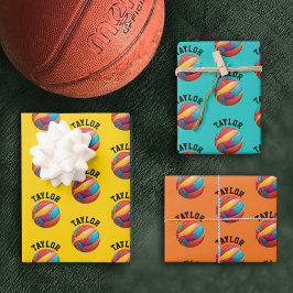 Hoja De Papel De Regalo Nombre MVP del equipo de baloncesto azul del Naran