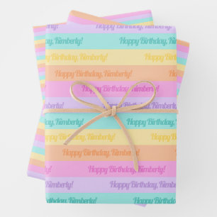 Hoja De Papel De Regalo Nombre Personalizado con Rayas